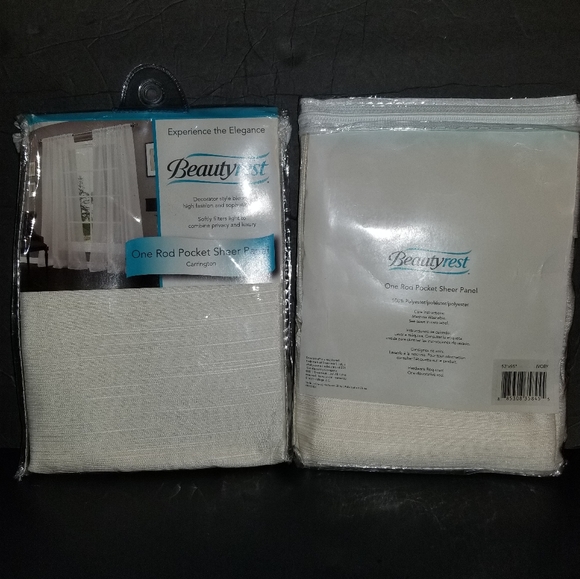 2 NEW BEAUTYREST Sheer Curtain Panels Ivory 52x95 - Picture 5 of 6